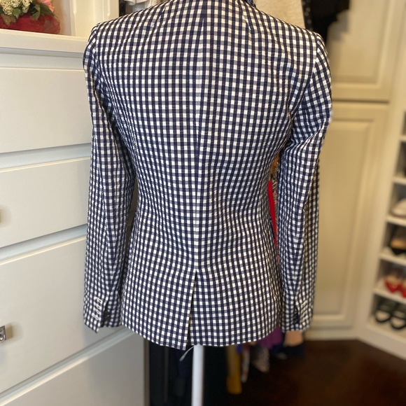 JCrew Blue & White Gingham Blazer Size 2 - Picture 4 of 9